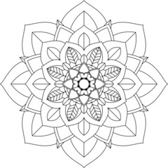 Easy Mandala coloring book simple and basic for beginners, seniors and children. Set of Mehndi flower pattern for Henna drawing and tattoo. Decoration in ethnic oriental, Indian style.