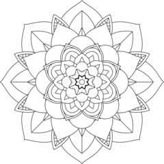 Easy Mandala coloring book simple and basic for beginners, seniors and children. Set of Mehndi flower pattern for Henna drawing and tattoo. Decoration in ethnic oriental, Indian style.