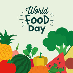 World food day poster. Fruits and vegetables - Vector