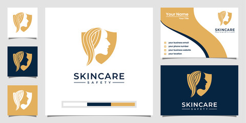 Beauty salon feminine logo inspiration and business card