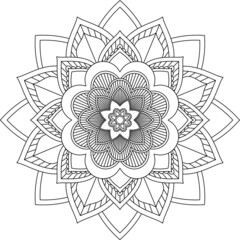 Easy Mandala coloring book simple and basic for beginners, seniors and children. Set of Mehndi flower pattern for Henna drawing and tattoo. Decoration in ethnic oriental, Indian style.