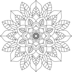 Easy Mandala coloring book simple and basic for beginners, seniors and children. Set of Mehndi flower pattern for Henna drawing and tattoo. Decoration in ethnic oriental, Indian style.