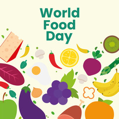 World food day poster. Fruits and vegetables - Vector