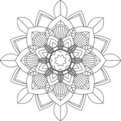 Easy Mandala coloring book simple and basic for beginners, seniors and children. Set of Mehndi flower pattern for Henna drawing and tattoo. Decoration in ethnic oriental, Indian style.