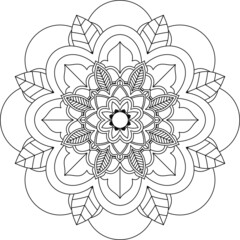 Easy Mandala coloring book simple and basic for beginners, seniors and children. Set of Mehndi flower pattern for Henna drawing and tattoo. Decoration in ethnic oriental, Indian style.