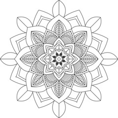 Easy Mandala coloring book simple and basic for beginners, seniors and children. Set of Mehndi flower pattern for Henna drawing and tattoo. Decoration in ethnic oriental, Indian style.