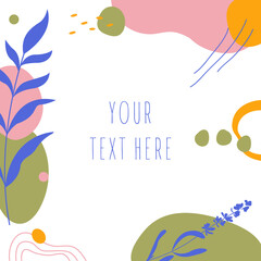 Stoffe zum Nähen Hand drawn abstract background.Various shapes and doodle objects.Simple modern trendy background template with copy space for text. Social media stories and post creative vector illustration.