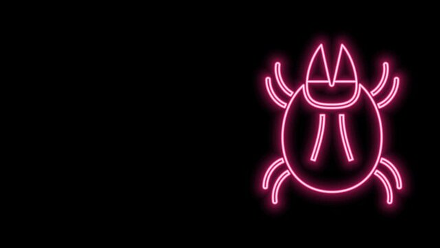 Glowing neon line Parasite mite icon isolated on black background. 4K Video motion graphic animation