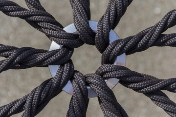 Braided rope background. Hand weaving rope with patterns. DIY and hobby concept.