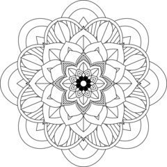Easy Mandala coloring book simple and basic for beginners, seniors and children. Set of Mehndi flower pattern for Henna drawing and tattoo. Decoration in ethnic oriental, Indian style.
