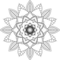Easy Mandala coloring book simple and basic for beginners, seniors and children. Set of Mehndi flower pattern for Henna drawing and tattoo. Decoration in ethnic oriental, Indian style.