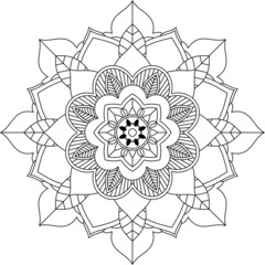 Easy Mandala coloring book simple and basic for beginners, seniors and children. Set of Mehndi flower pattern for Henna drawing and tattoo. Decoration in ethnic oriental, Indian style.