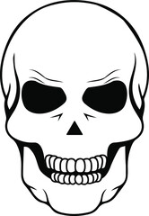 Vector illustration. Human skull icon. Skull clipart. Caution, dangerous. A terrifying Halloween character.