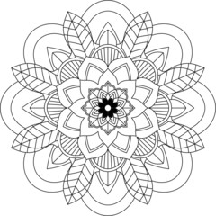 Easy Mandala coloring book simple and basic for beginners, seniors and children. Set of Mehndi flower pattern for Henna drawing and tattoo. Decoration in ethnic oriental, Indian style.