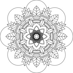 Easy Mandala coloring book simple and basic for beginners, seniors and children. Set of Mehndi flower pattern for Henna drawing and tattoo. Decoration in ethnic oriental, Indian style.