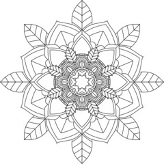 Easy Mandala coloring book simple and basic for beginners, seniors and children. Set of Mehndi flower pattern for Henna drawing and tattoo. Decoration in ethnic oriental, Indian style.