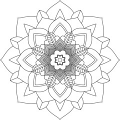 Easy Mandala coloring book simple and basic for beginners, seniors and children. Set of Mehndi flower pattern for Henna drawing and tattoo. Decoration in ethnic oriental, Indian style.