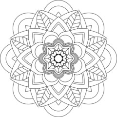Easy Mandala coloring book simple and basic for beginners, seniors and children. Set of Mehndi flower pattern for Henna drawing and tattoo. Decoration in ethnic oriental, Indian style.