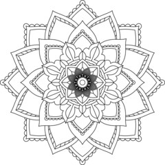 Easy Mandala coloring book simple and basic for beginners, seniors and children. Set of Mehndi flower pattern for Henna drawing and tattoo. Decoration in ethnic oriental, Indian style.