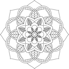 Fototapeta premium Easy Mandala coloring book simple and basic for beginners, seniors and children. Set of Mehndi flower pattern for Henna drawing and tattoo. Decoration in ethnic oriental, Indian style.