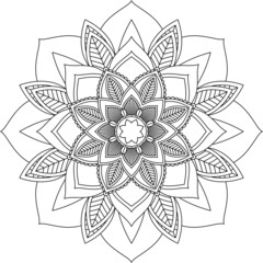 Easy Mandala coloring book simple and basic for beginners, seniors and children. Set of Mehndi flower pattern for Henna drawing and tattoo. Decoration in ethnic oriental, Indian style.