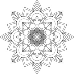Easy Mandala coloring book simple and basic for beginners, seniors and children. Set of Mehndi flower pattern for Henna drawing and tattoo. Decoration in ethnic oriental, Indian style.