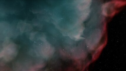 Naklejka na ściany i meble Beautiful nebula in cosmos far away. Space background with realistic nebula and shining stars. Colorful cosmos with stardust and milky way. Infinite universe and starry night. 3d Render