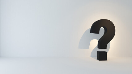 Question marks concept background realistic abstract 3D rendering