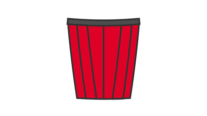 red cup on white background, vector illustration. ceramic mug with a ribbed surface. reusable glass for drinks. caring for the environment. no plastic, use of natural materials