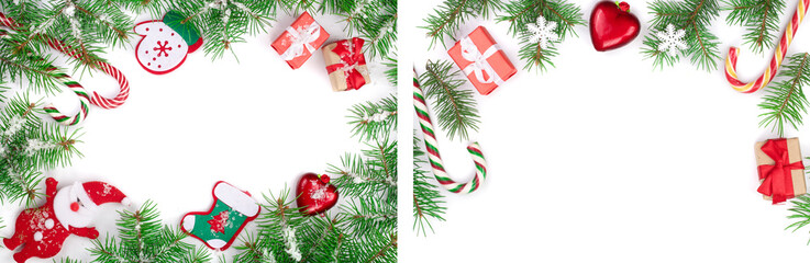 Christmas Christmas frame decorated isolated on white background with copy space for your text