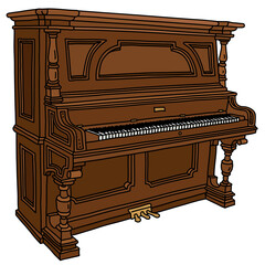 Fototapeta na wymiar The vectorized hand drawing of a vintage wooden opened pianino