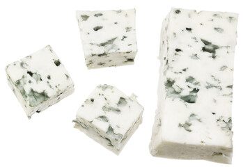 blue cheese isolated on a white background. top view
