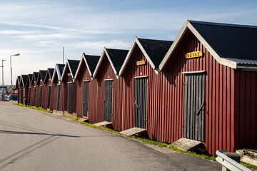 Fototapeta premium Relax Red Boat Houses Donsö island Archipelago Gothenburg Sweden