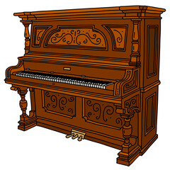 Fototapeta na wymiar The vectorized hand drawing of a vintage wooden opened pianino