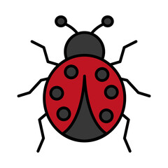 ladybug line and fill style icon design, Insect and animal theme Vector illustration