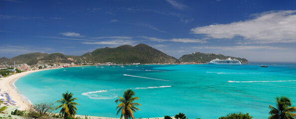 Great Bay Philipsburg in St Maarten Panorama