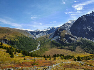 View from Kara-Turek mountain pass in Altai
