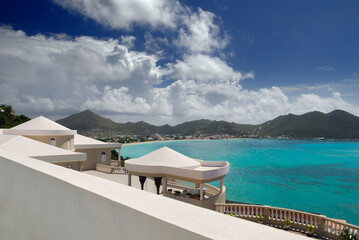 View of Great Bay and Philipsburg St Maarten from a luxury Villa