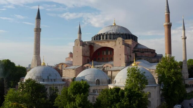 Istanbul City Sea and Hagia Sophia Aerial View