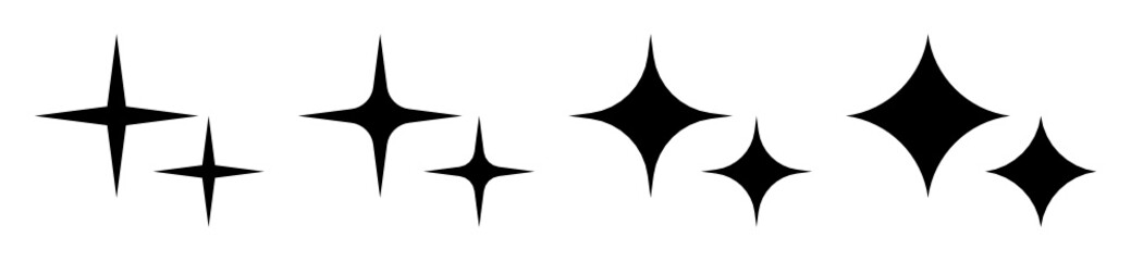 Fototapeta premium Set of shine black stars symbol