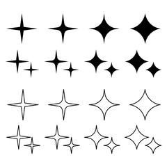 Set of shine black stars symbol