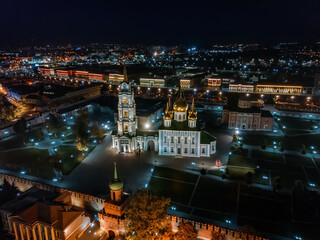 Fototapeta premium Tula Kremlin, aerial view from drone. Epiphany and Assumption Cathedrals