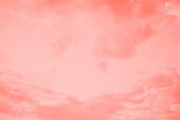 Beautiful sky with cirrocumulus clouds, pink coral watercolor toned