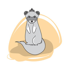 Gray ferret. Animals illustration in flat style