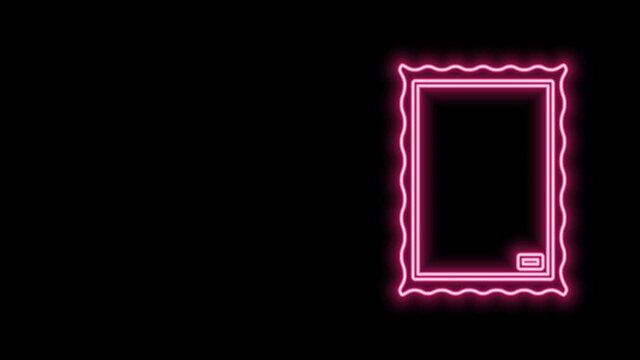 Glowing neon line Picture icon isolated on black background. 4K Video motion graphic animation
