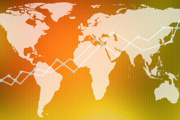 Double exposure business network connection and global economy and money  trading graph background. Trend of future digital business economy. elements of this Images furnished by NASA.
