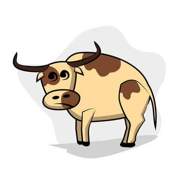 spotted beige cow on a gray background. Animals illustration in flat style