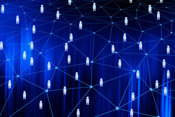 Social distancing or networking concept. Double exposure network on global background. Element of this images furnished by NASA