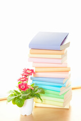 窓辺に積まれた本