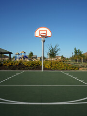 Basketball goal as seen from half court © Rix Pix